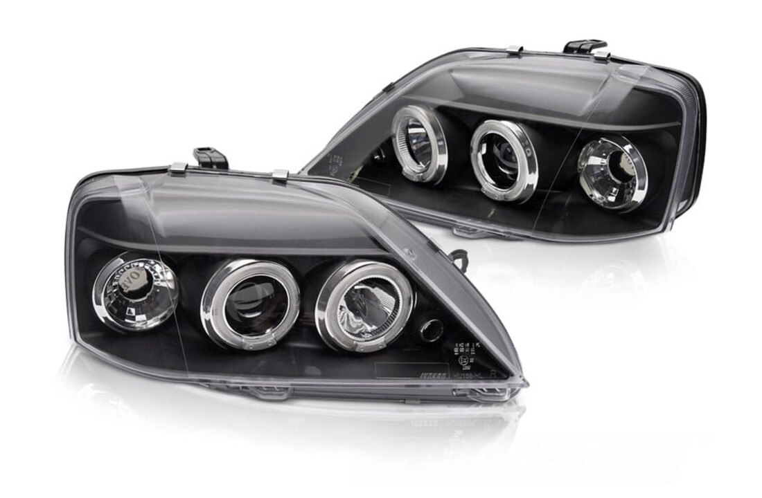 Koplampen voor DACIA LOGAN 2004-2008 ANGEL EYES zwart