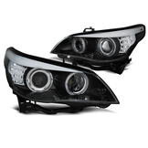 Koplampen Xenon D1S geschikt voor BMW E60/E61 2005-2007 - LED angel eyes - zwart