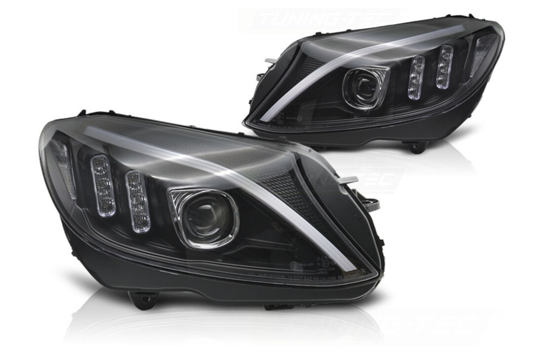 Koplampen geschikt voor Mercedes W205 2014-2018 - TUBE LED - zwart