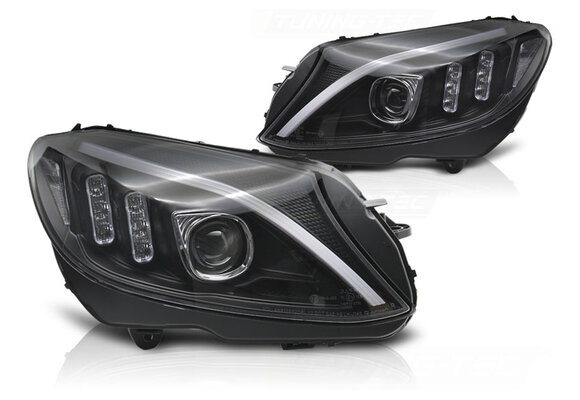 Koplampen geschikt voor Mercedes W205 2014-2018 - TUBE LED - zwart