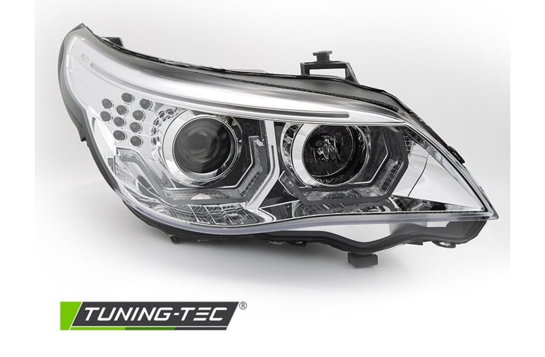 Koplampen geschikt voor BMW E60 E61 03-07 - 3D LED angel eyes - chroom