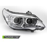 Koplampen geschikt voor BMW E60 E61 03-07 - 3D LED angel eyes - chroom