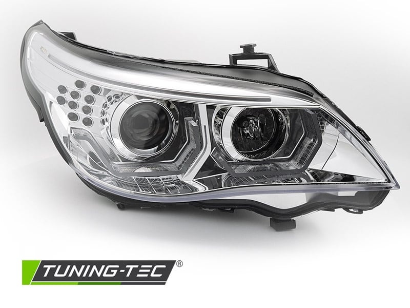 Koplampen geschikt voor BMW E60 E61 03-07 - 3D LED angel eyes - chroom