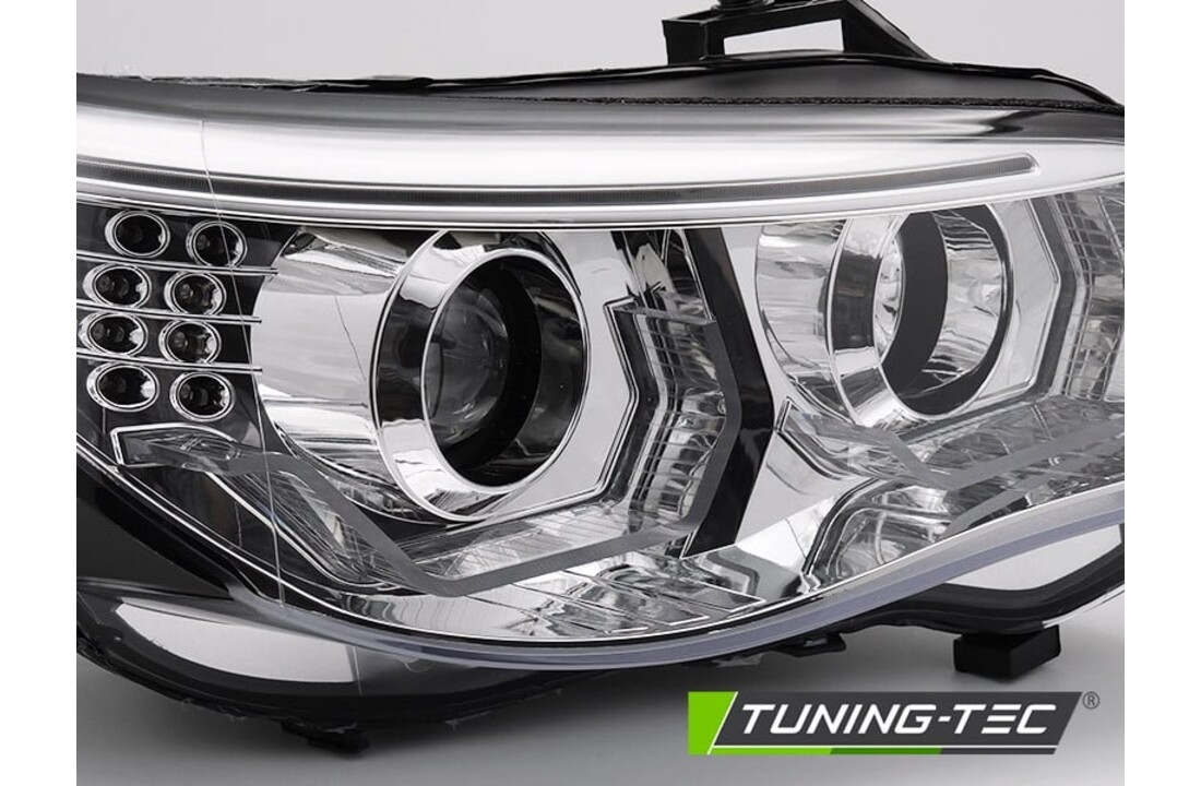 Koplampen geschikt voor BMW E60 E61 03-07 - 3D LED angel eyes - chroom