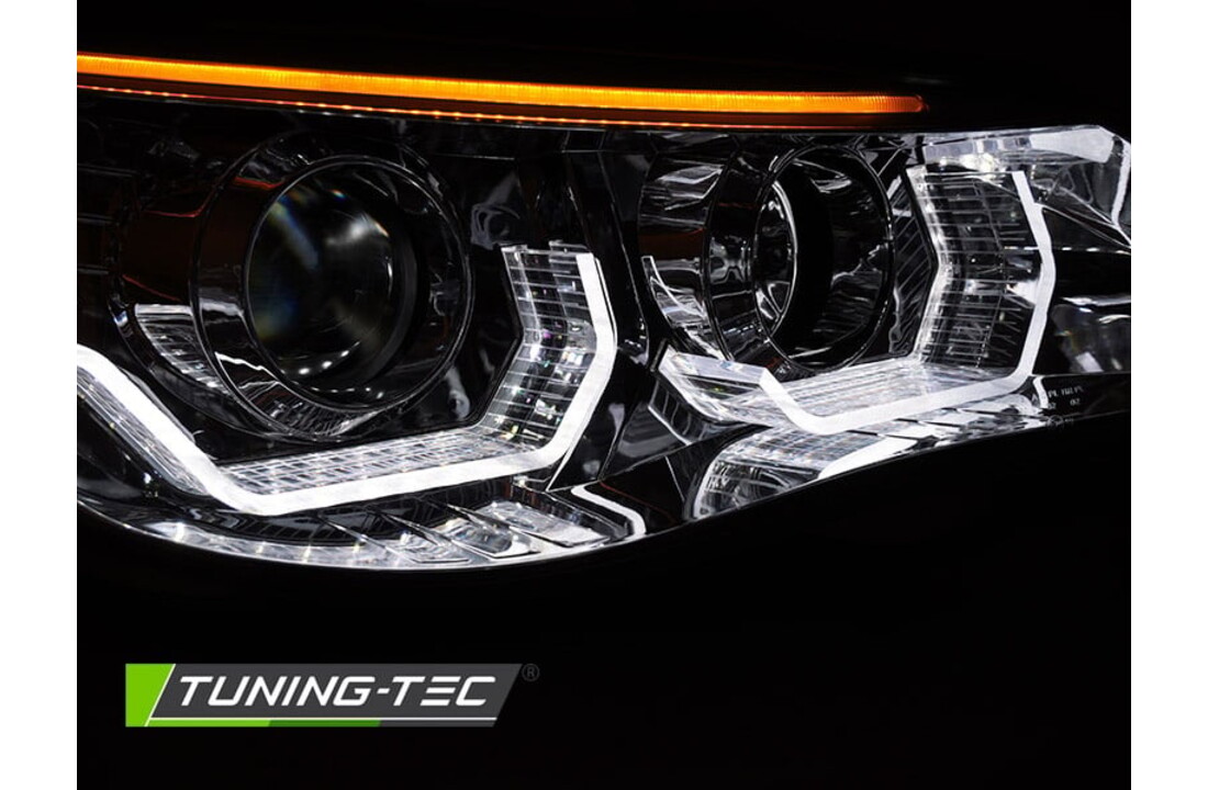 Koplampen geschikt voor BMW E60 E61 03-07 - 3D LED angel eyes - chroom