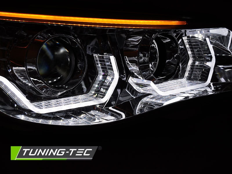 Koplampen geschikt voor BMW E60 E61 03-07 - 3D LED angel eyes - chroom