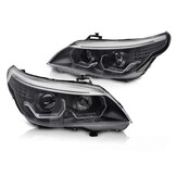 Koplampen geschikt voor BMW E60 E61 2003-2007 - 3D LED angel eyes - zwart