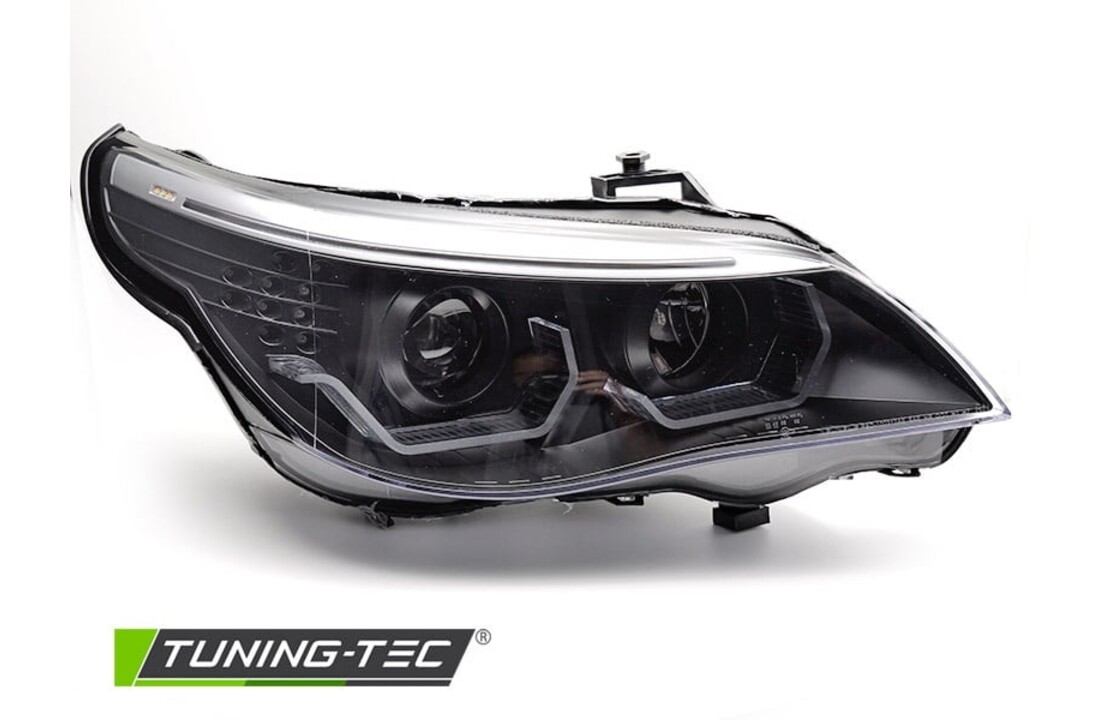 Koplampen geschikt voor BMW E60 E61 2003-2007 - 3D LED angel eyes - zwart