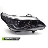 Koplampen geschikt voor BMW E60 E61 2003-2007 - 3D LED angel eyes - zwart