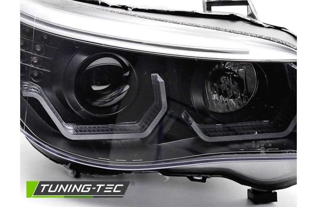 Koplampen geschikt voor BMW E60 E61 2003-2007 - 3D LED angel eyes - zwart
