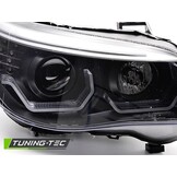 Koplampen geschikt voor BMW E60 E61 2003-2007 - 3D LED angel eyes - zwart