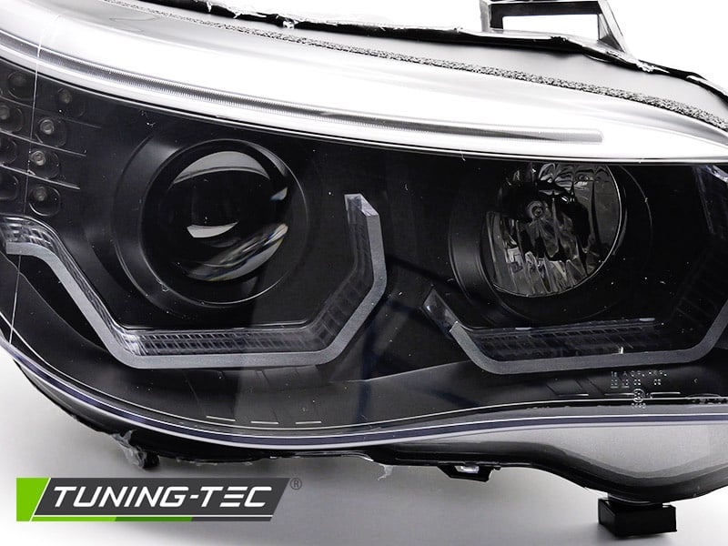 Koplampen geschikt voor BMW E60 E61 2003-2007 - 3D LED angel eyes - zwart