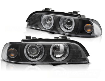 Koplampen Xenon - geschikt voor BMW E39 LCI 2000-2003 sedan/touring - angel eyes - zwart
