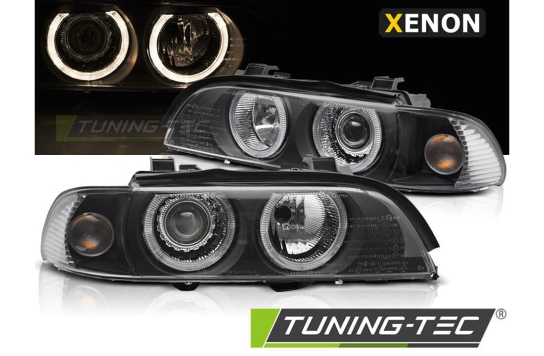 Koplampen Xenon - geschikt voor BMW E39 LCI 2000-2003 sedan/touring - angel eyes - zwart
