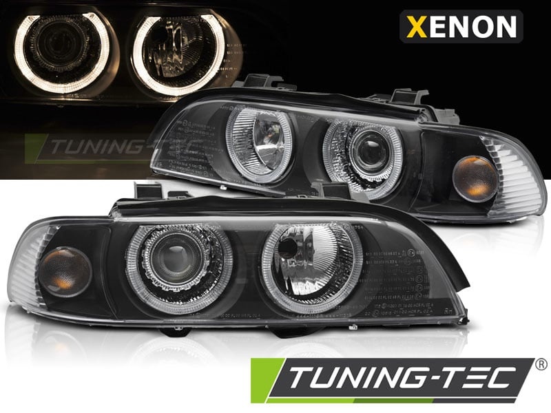 Koplampen Xenon - geschikt voor BMW E39 LCI 2000-2003 sedan/touring - angel eyes - zwart