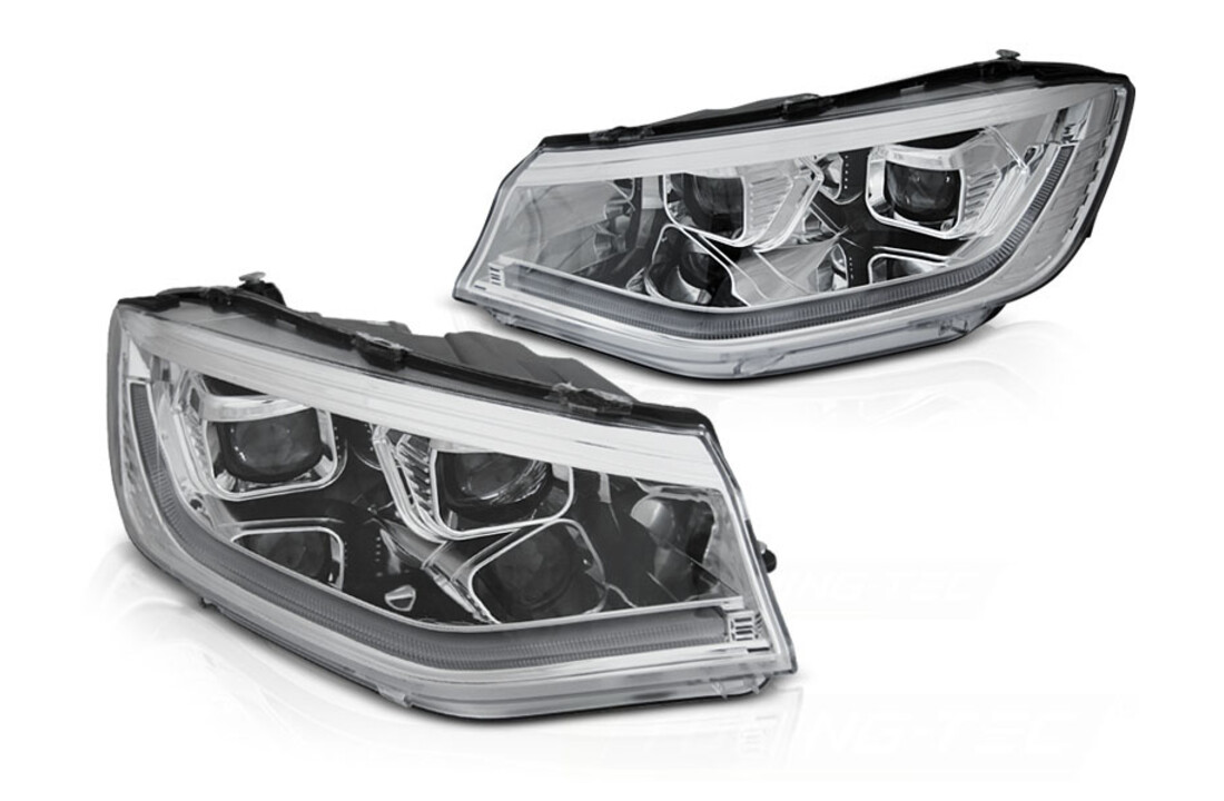 Koplampen geschikt voor VW Caddy vanaf 2020 - TUBE DRL - chroom