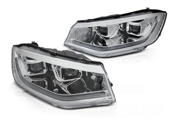 Koplampen geschikt voor VW Caddy vanaf 2020 - TUBE DRL - chroom