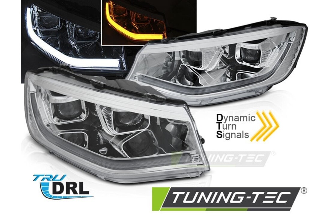Koplampen geschikt voor VW Caddy vanaf 2020 - TUBE DRL - chroom