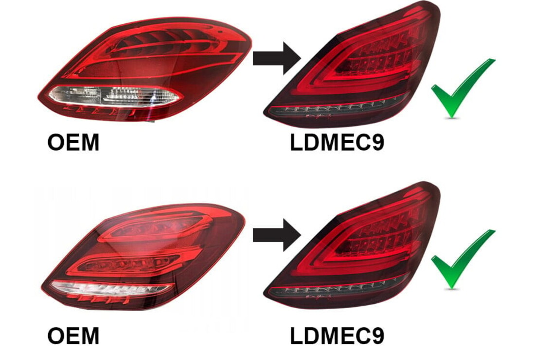 Achterlichten geschikt voor MERCEDES C-klasse W205 sedan 2014-2018 - LED - rood wit
