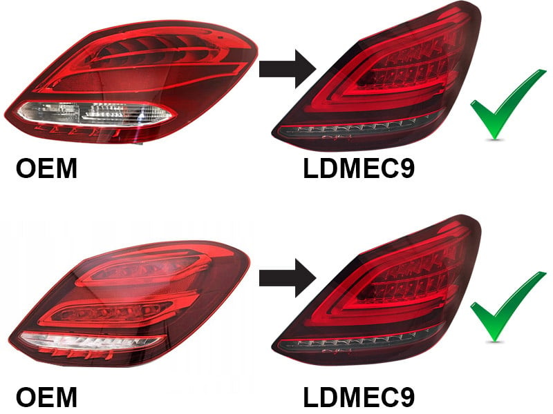 Achterlichten geschikt voor MERCEDES C-klasse W205 sedan 2014-2018 - LED - rood wit