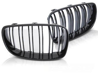 Grille geschikt voor BMW E87/81/82/88 07-11 - sport stijl - glanzend zwart