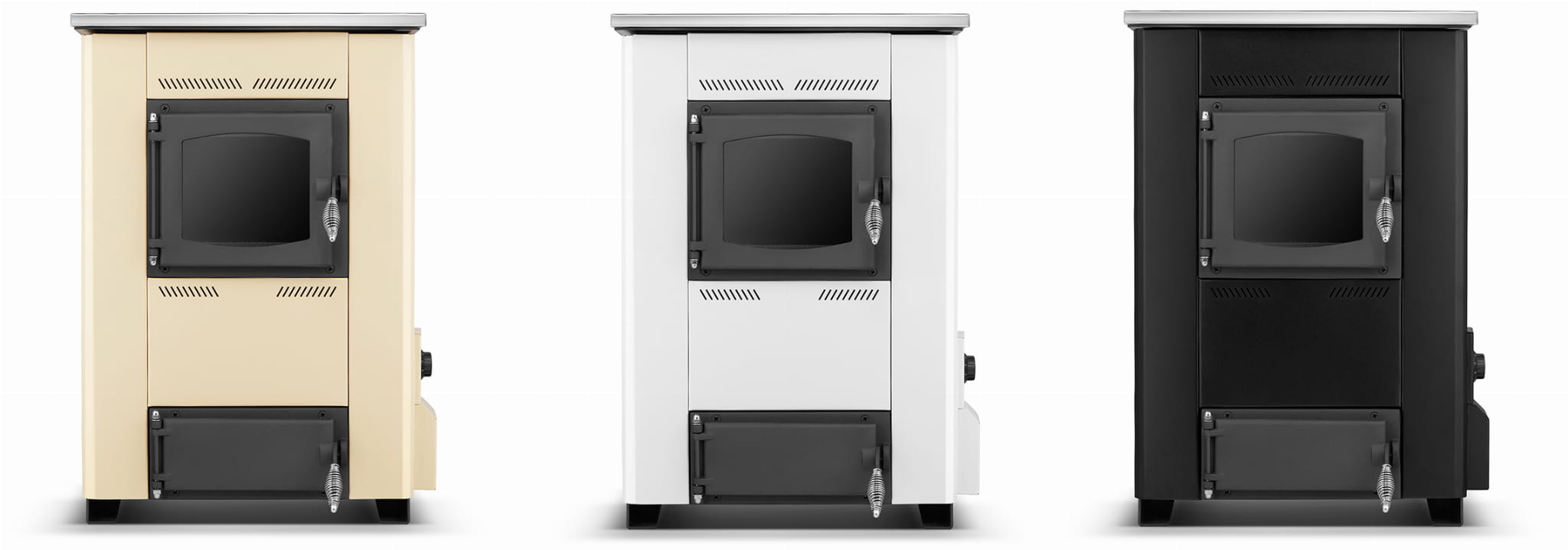 CV houtkachel met kookplaat - 25 kW - TEMY ES 25 - beige