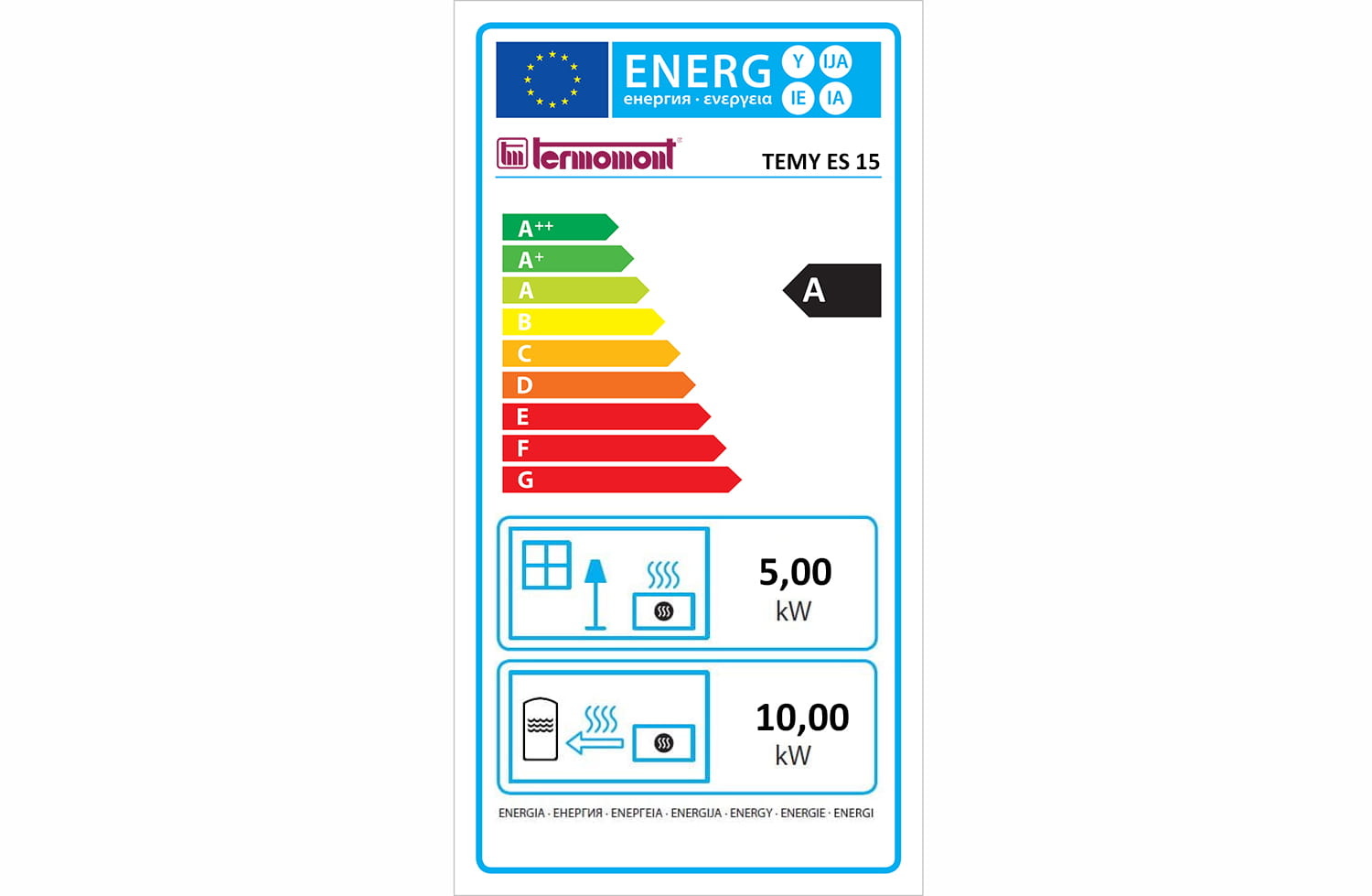CV houtkachel met kookplaat - 15 kW - TEMY ES 15 - zwart