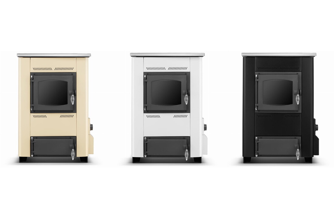 CV houtkachel met kookplaat - 15 kW - TEMY ES 15 - beige