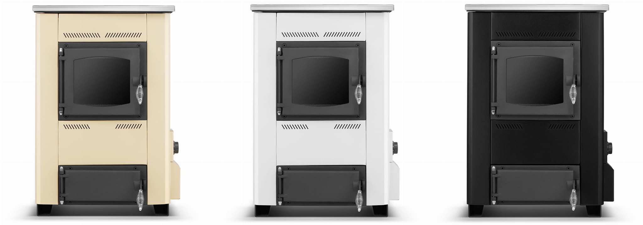 CV houtkachel met kookplaat - 15 kW - TEMY ES 15 - beige