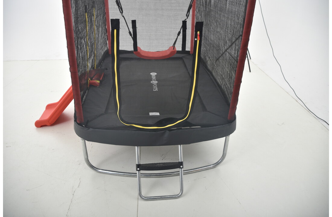 Trampoline rechthoekig 126×193 cm - glijbaan & schommel - rood