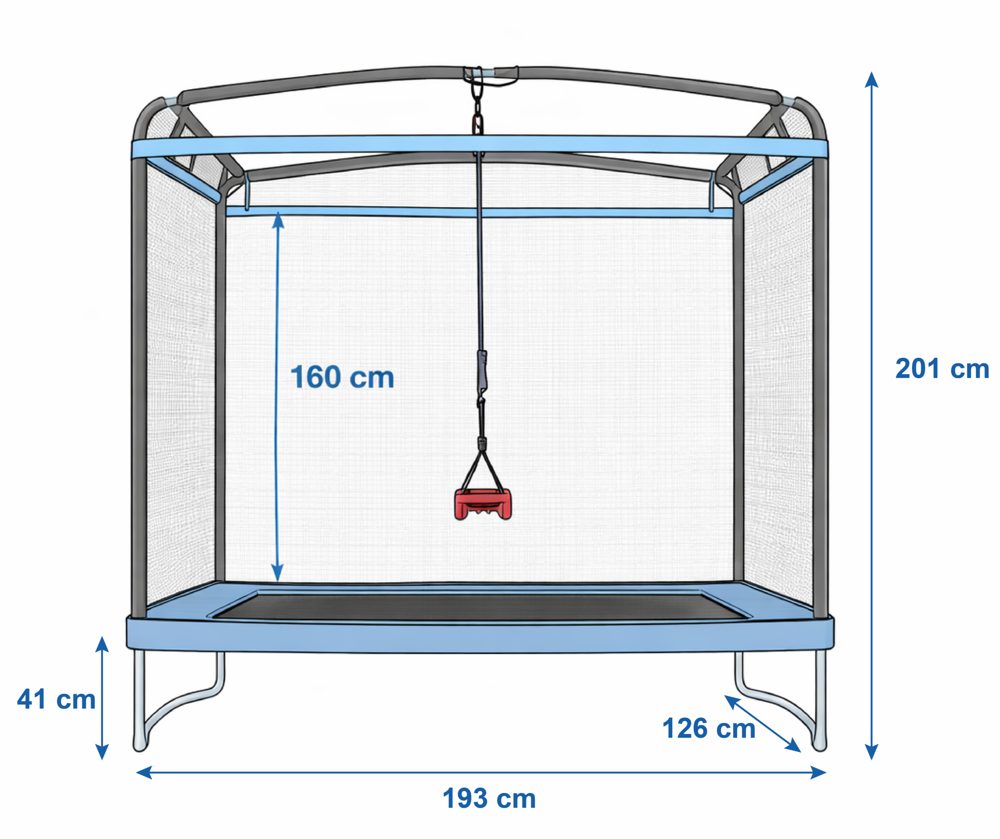 Trampoline rechthoekig 126×193 cm - met schommel - roze