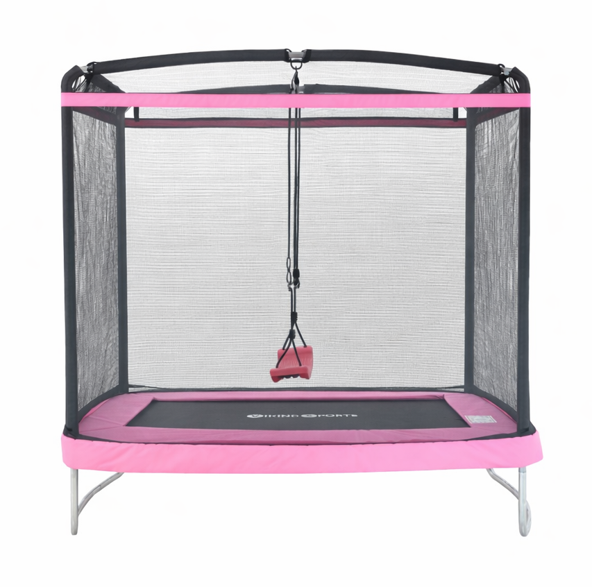 Trampoline rechthoekig 126×193 cm - met schommel - roze