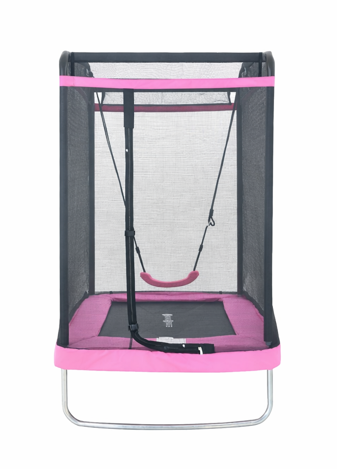 Trampoline rechthoekig 126×193 cm - met schommel - roze