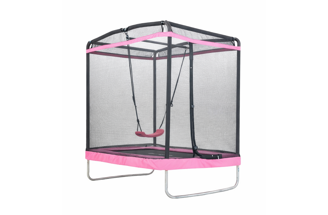 TrampolinTrampoline rechthoekig 126×193 cm - met schommel - roze