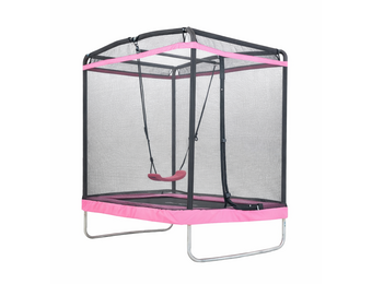 Trampoline rechthoekig 126×193 cm - met schommel - roze