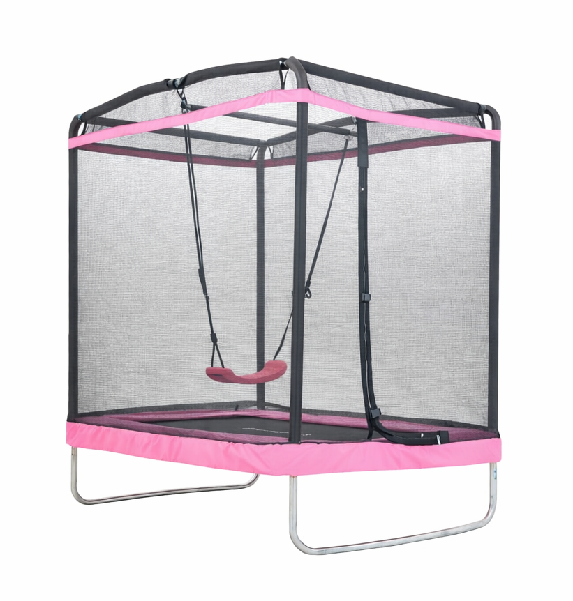 Trampoline rechthoekig 126×193 cm - met schommel - roze