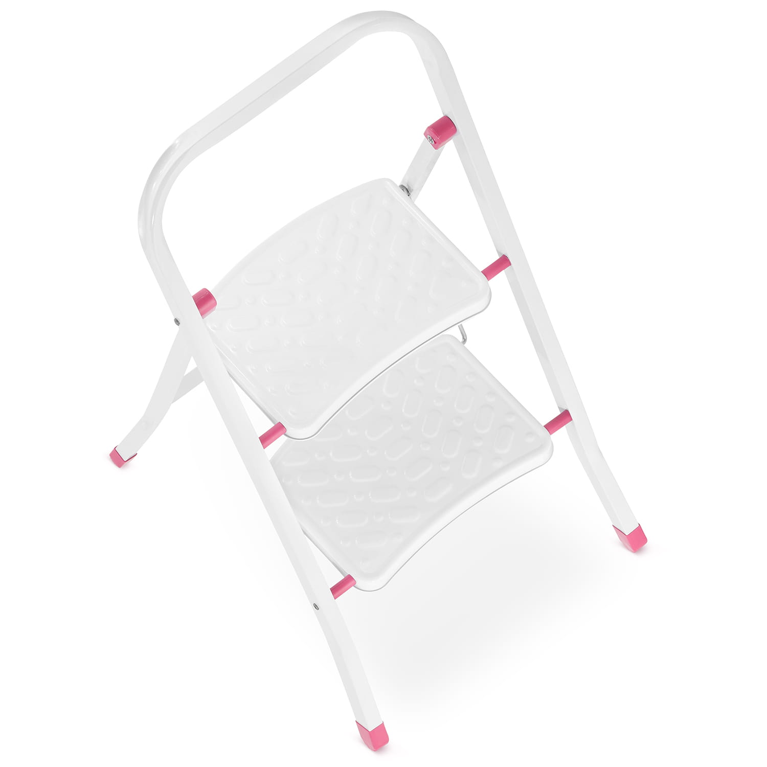 HIGHER 2-treden opvouwbare huisladder - wit/roze