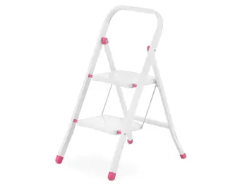 HIGHER 2-treden opvouwbare huisladder - wit/roze