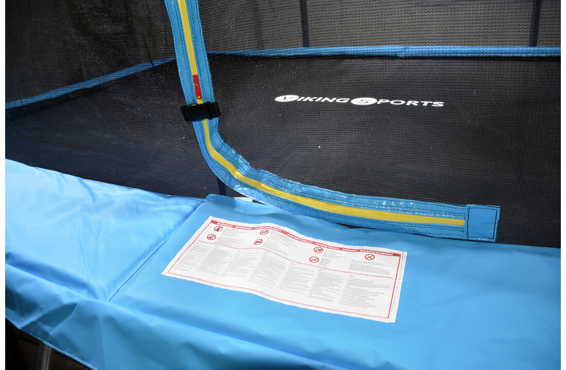 Trampoline rechthoekig - 373 x 253 cm - met net - lichtblauw