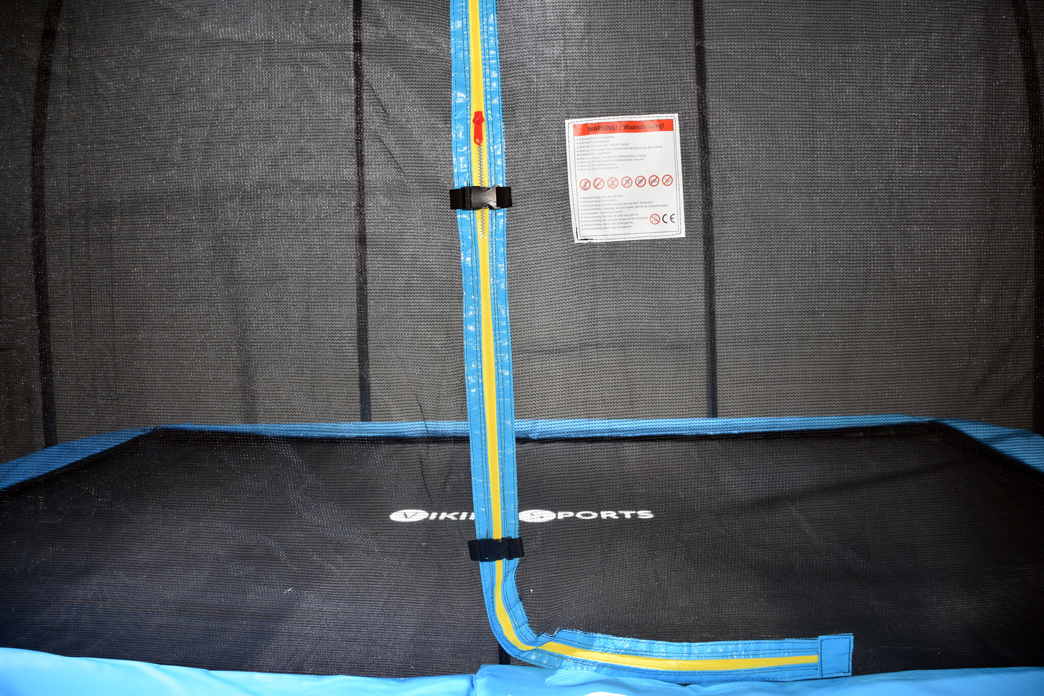 Trampoline rechthoekig - 373 x 253 cm - met net - lichtblauw