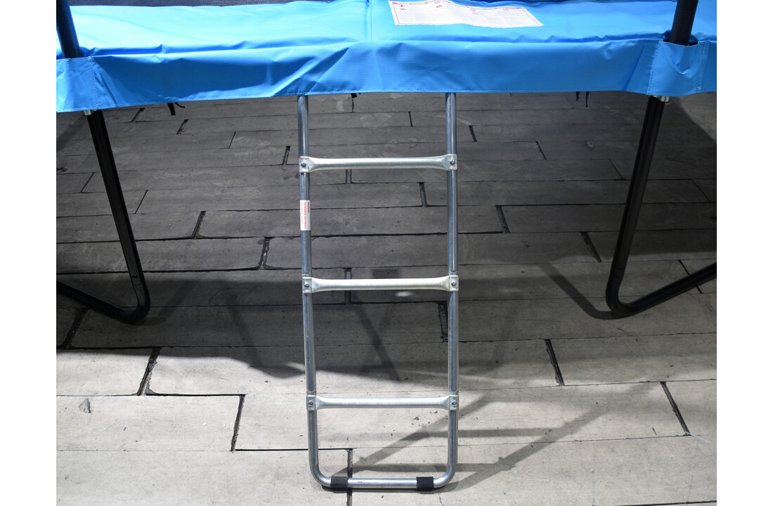 Trampoline rechthoekig - 373 x 253 cm - met net - lichtblauw