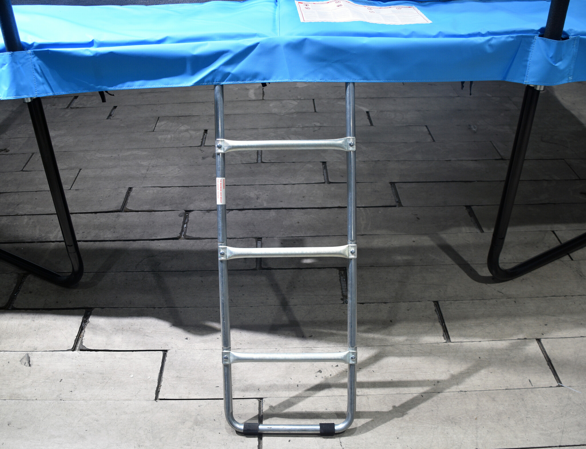 Trampoline rechthoekig - 373 x 253 cm - met net - lichtblauw