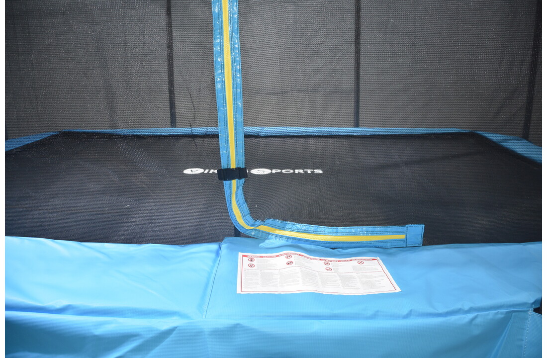 Trampoline rechthoekig - 373 x 253 cm - met net - lichtblauw