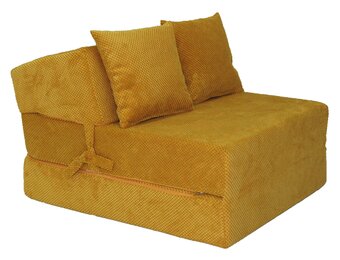 Extra matras 200x70cm okergeel opvouwbaar | Velvet dot