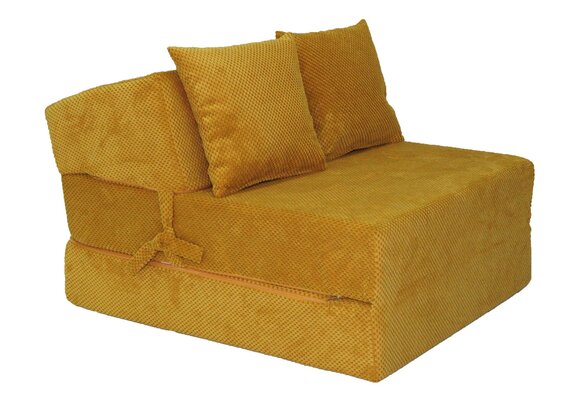 Extra matras 200x70cm okergeel opvouwbaar | Velvet dot