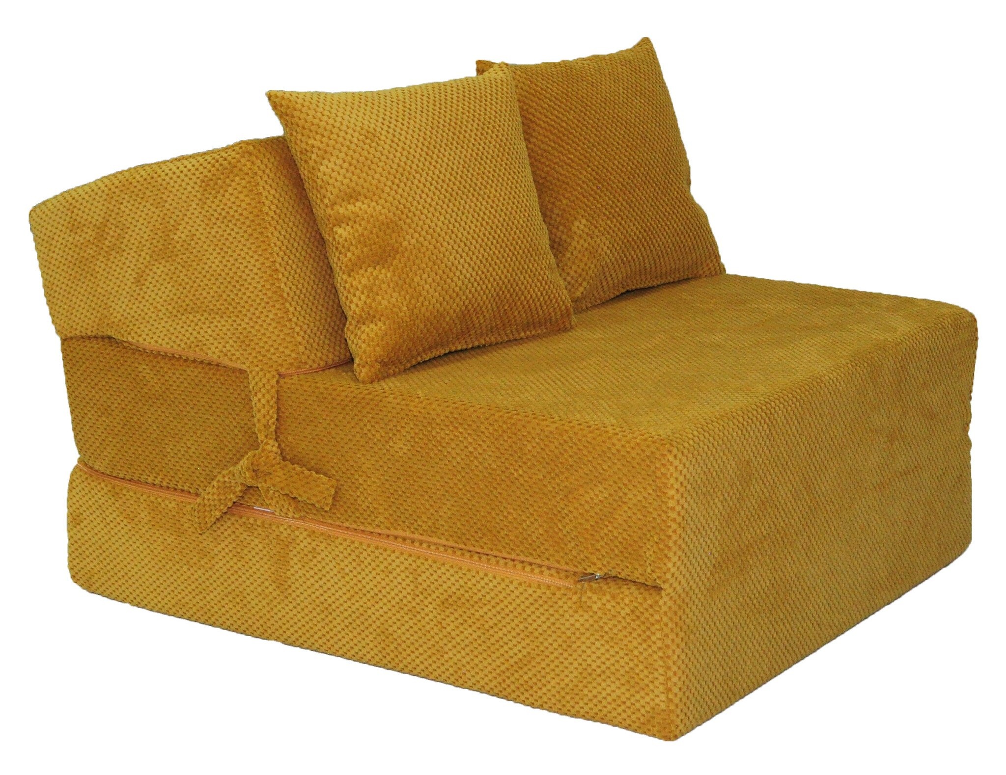 Extra matras 200x70cm okergeel opvouwbaar | Velvet dot