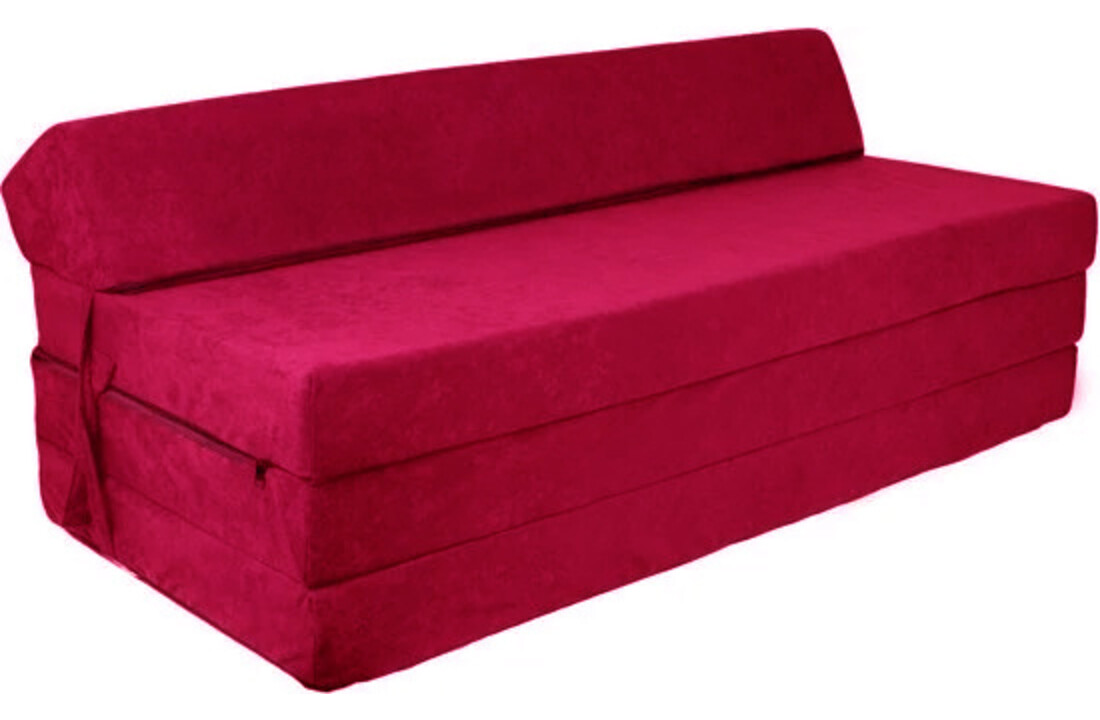 Slaapbank 120cm Bordeaux | 200x120x10cm Opvouwbaar Matras Foam