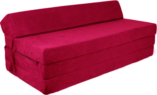 Slaapbank 120cm Bordeaux | 200x120x10cm Opvouwbaar Matras Foam