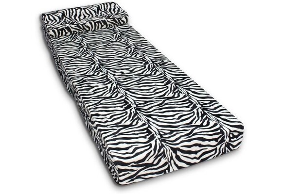 Logeermatras zebra 70x200x15cm, opvouwbaar, foam, wit/zwart