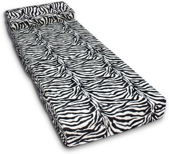 Opvouwbaar matras 70x200 | Zebra Design | 15cm Foam | Wit/Zwart